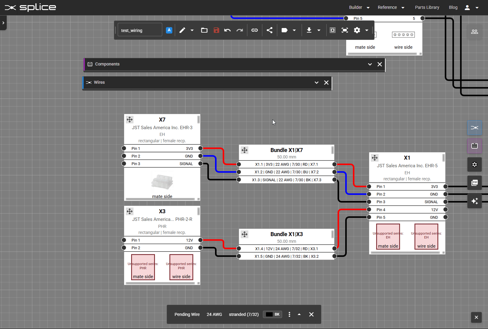Configuring wire labels for export