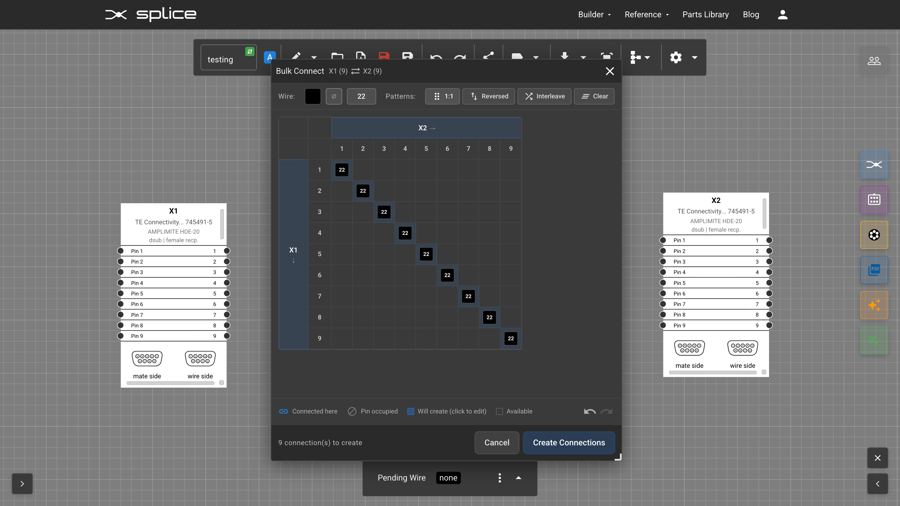 Bulk Connect connection matrix