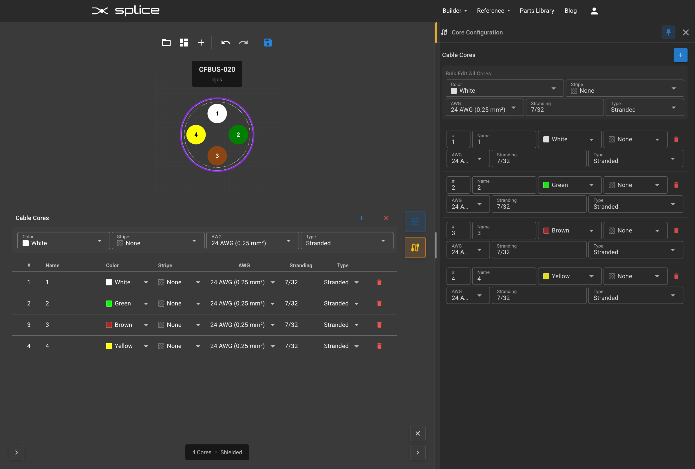 Cable Specifications and Core Configuration