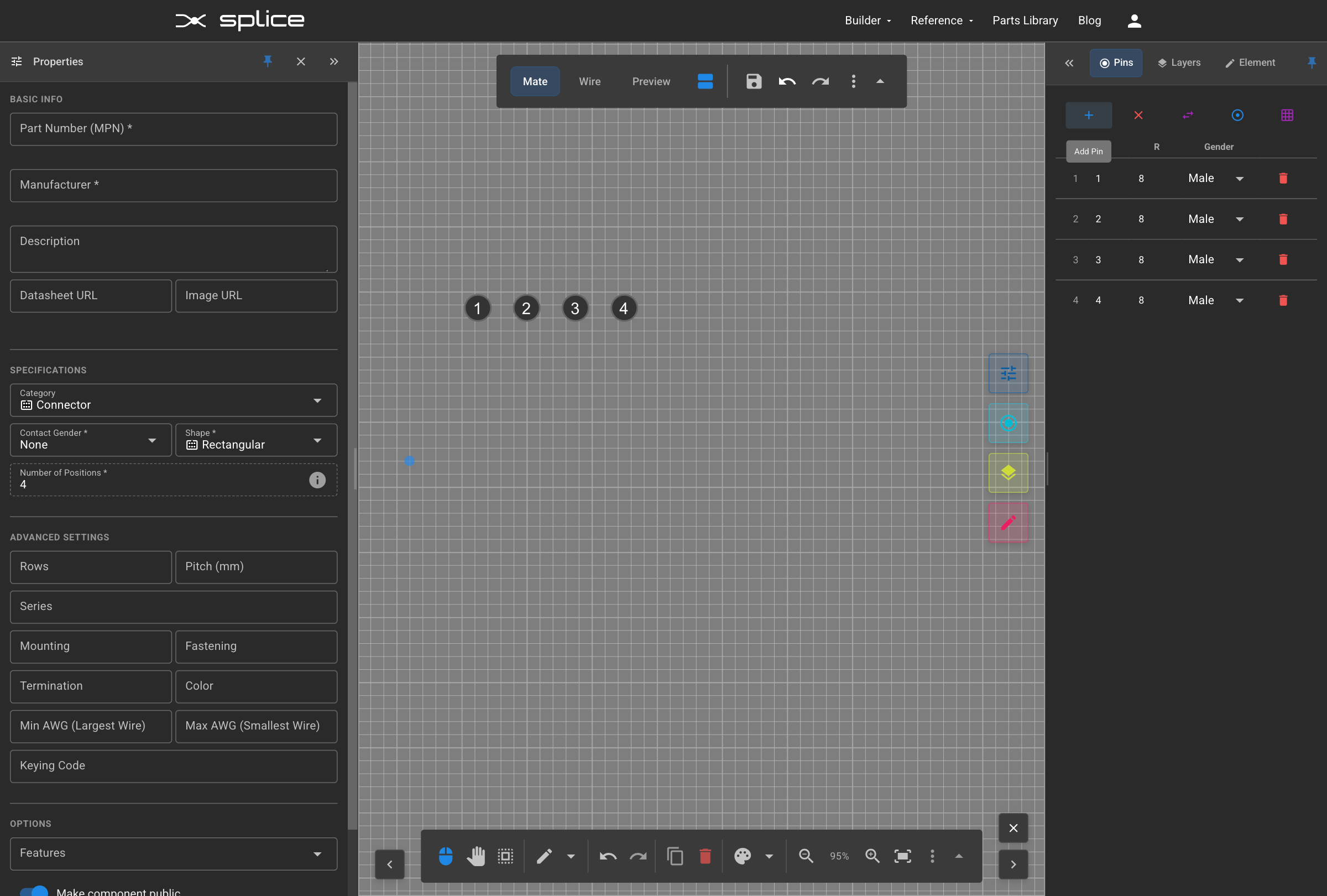 Adding pins to the grid